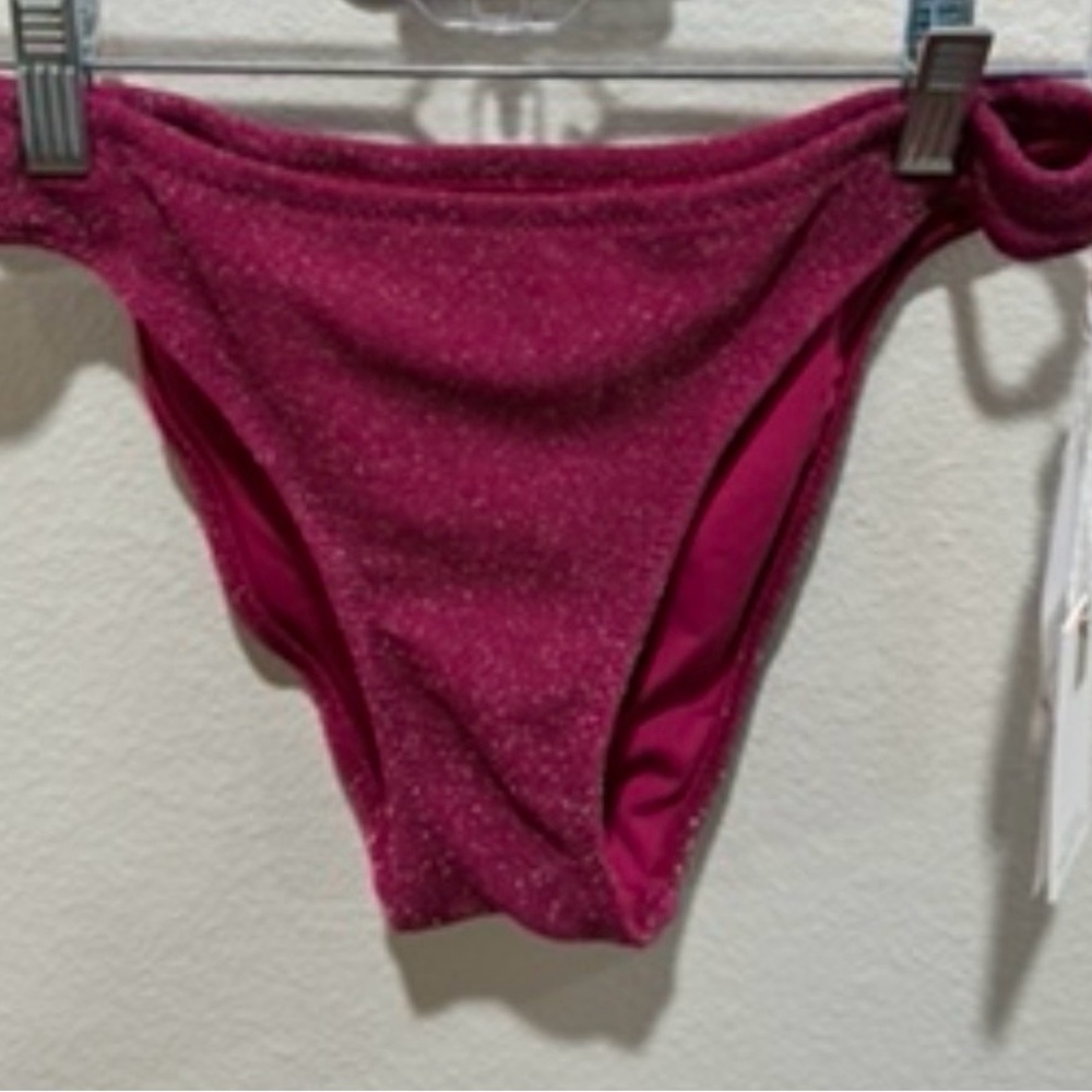 NWT Good American Shimmery Fuchsia Bikini Bottom size 3